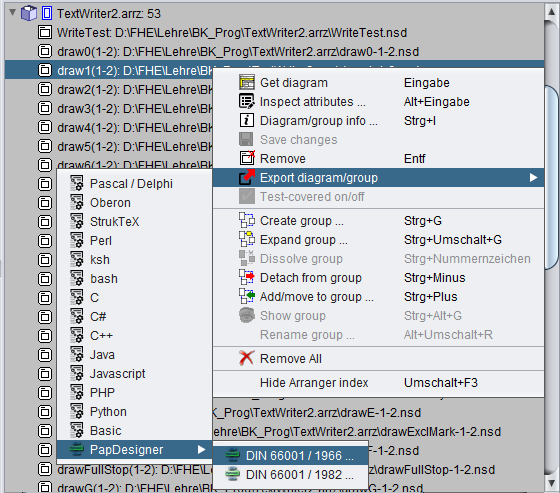 Flowchart export to PapDesigner from Arranger Index