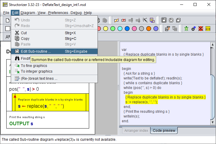 Step to create the desired subroutine