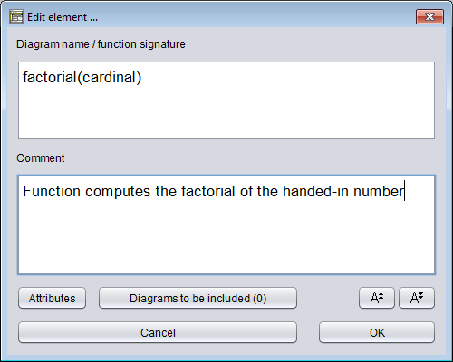 Edit mask for Root element containing the factorial function description