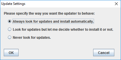 About window - update settings