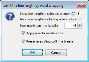 Dialog for interactive re-adjustment of text lines