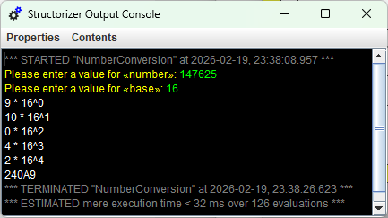 Output Console with input prompts and input