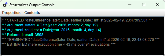 The new output text window for Executor