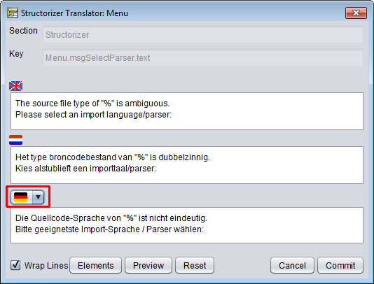 Translator Row Editor with comparison language