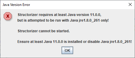 Java Version error window (new with 3.32-13)