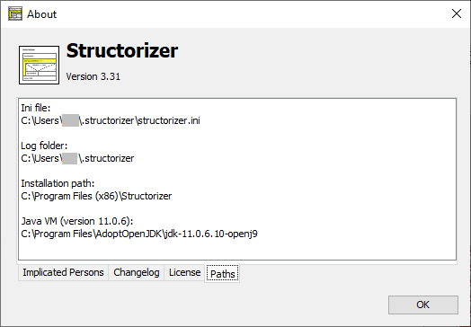 About window - installation path