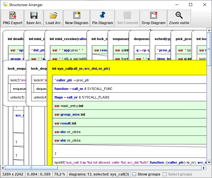 Arranger with imported diagrams