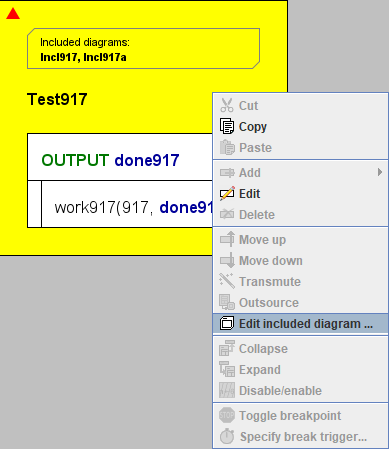 Context menu item to edit an included diagram