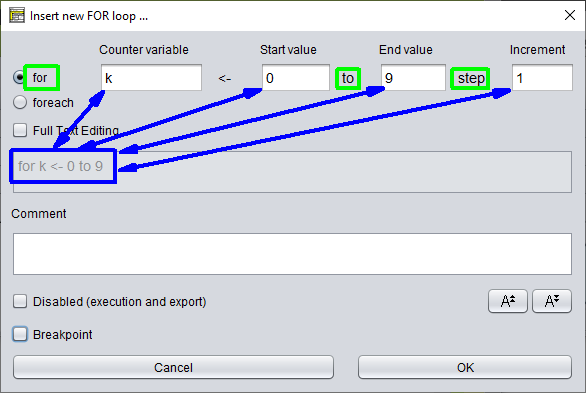 FOR loop separator provenance