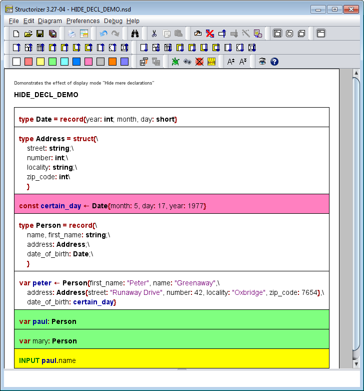 Diagram example with declarations