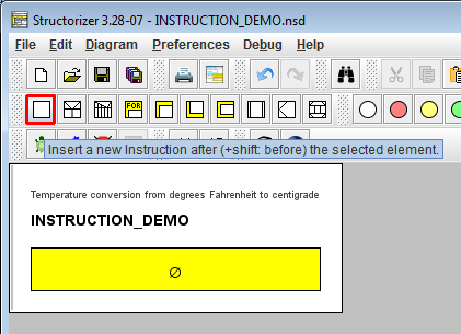 Adding a first instruction element.