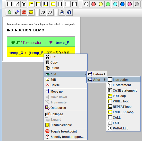 insertion of the third instruction