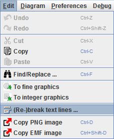 Edit menu with item to (re-)break lines