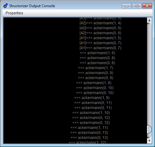 Part of the Ackermann function call trace