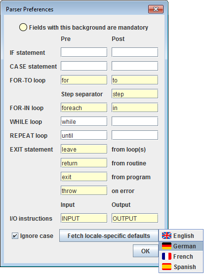 Language-specific keyword sets, version 3.29-07