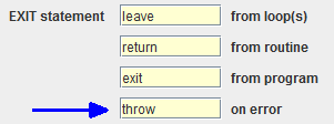 Keyword configuratio for error exit