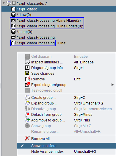 Arranger index with imported Processing diagrams