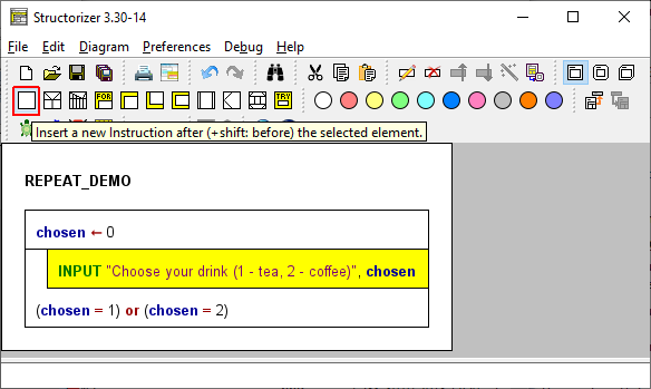 Add an instruction before the first in the REPEAT-Loop