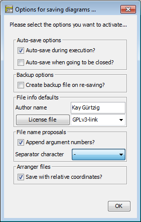 Dialog for saving diagrams